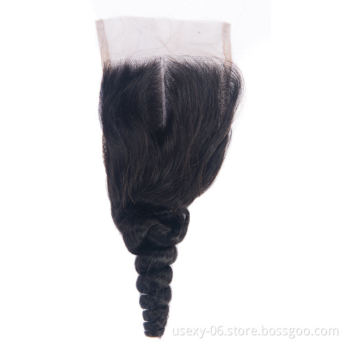 Hot Selling Grade 10A Raw Peruvian Loose Wave Hair Lace Closure Virgin Cuticle Aligned Hair